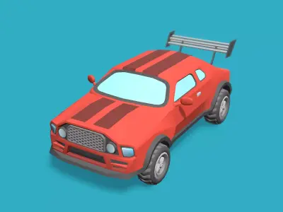 Stylized Toon Muscle Car Low-poly 3D model