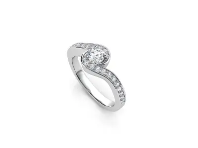 ZDR018 diamond engagement ring gold 3D print model