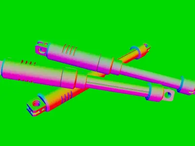 Accessories pair of hydraulic cylinders Low-poly 3D model