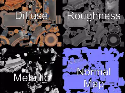 Steampunk Engine model pack Low-poly 3D model