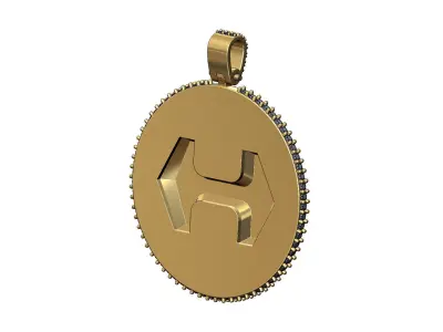 Iced 40mm Super H Hermes Diamond pendant 3D print model