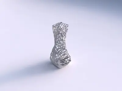 Vase twisted larger opening quadratic with twisted dense orga... 3D print model