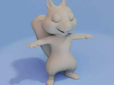 Cartoon Squirrel Rigged Base Mesh 3D Model Low-poly 3D model