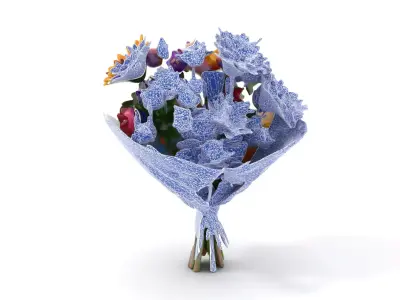 Vibrant Floral Bouquet model pack Low-poly 3D model