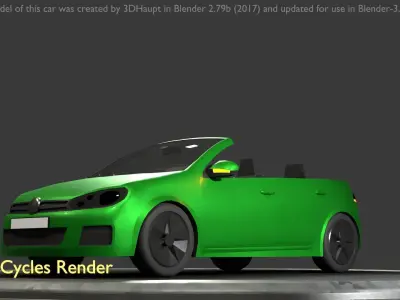 City Car 40 Compact Class Convertible Open Type-C Green Low-poly 3D model