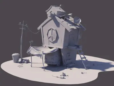 stylized house 3d   Low-poly 3D model