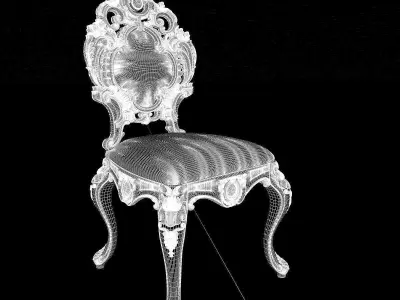 001golden ornamental chair render ready vray  3D model