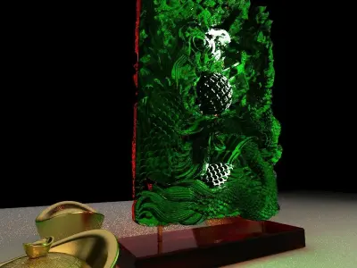 Chinese Dragon and Phoenix with Yuanbao 3D model