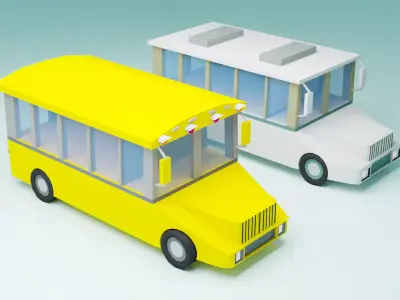 bus pack Low-poly 3D model