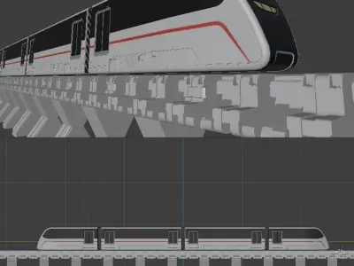 Sci Fi Train Low-poly 3D model