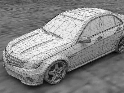Mercedes c63 Low-poly 3D model
