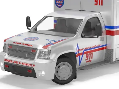 Emergency Ambulance Truck 2in1 vehicle car 3D model