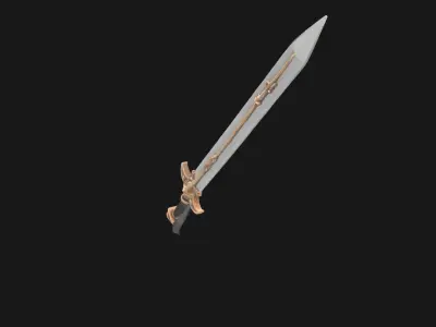 Elven Ceremonial Sword High Poly Decorative Blade Low-poly 3D model