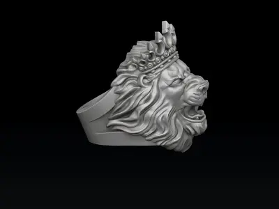 Lion With Crown Ring 3D print model