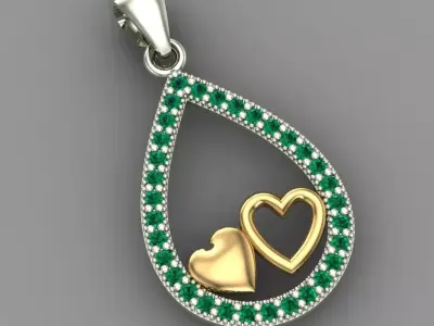 Heart pendant 3D print model 4