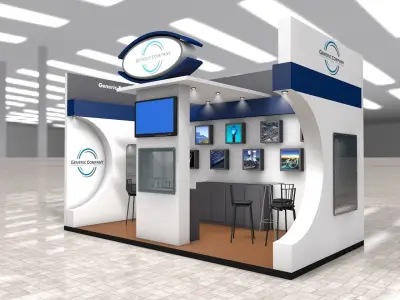 Exhibition Stand Booth stall 3x6m Height 440cm 2 Sides Open 3D model