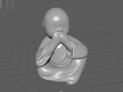 Little buddha covering his mouth Low-poly 3D model