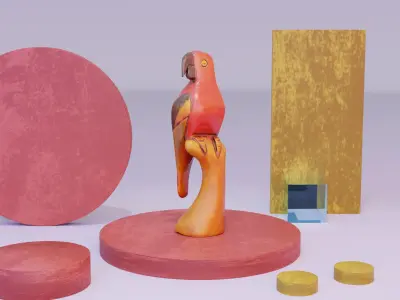 Parrot Macaw statuette  Low-poly 3D model