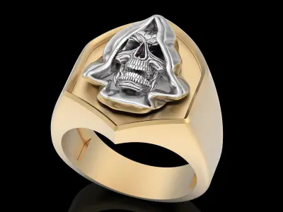 Skull Man Ring silver gold printable jewelry 3D print model