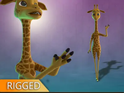 Stylized Giraffe Rigged Low-poly 3D model