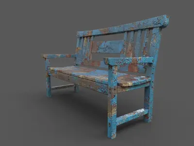 Old Wood Bench Low-poly 3D model