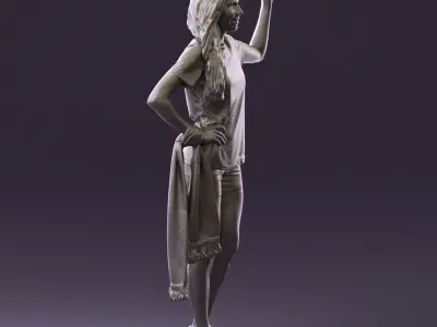 Blonde  in fitness shirts white shirt bitseps 09543D Print Ready 3D print model