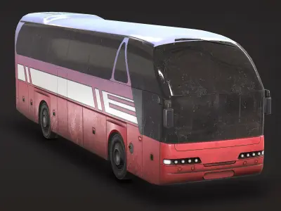 Tourist Bus Low Poly  Low-poly 3D model