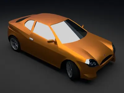 Low Poly Car orange sports Low-poly 3D model