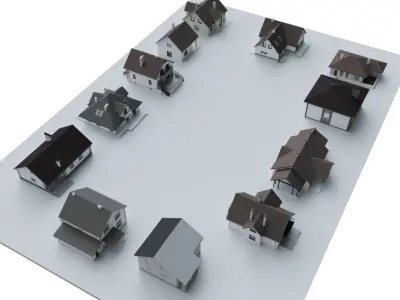 Cottage Houses- 12 Pack Low-poly 3D model