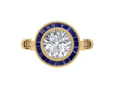 Solitaire Engagement Art Deco Ring 3D print model