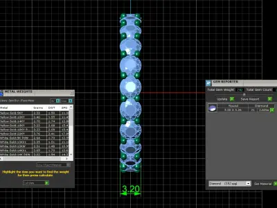 U Shaped Eternity Ring 3 point 2 mm stone size swiss 15 and EU55 3D print model