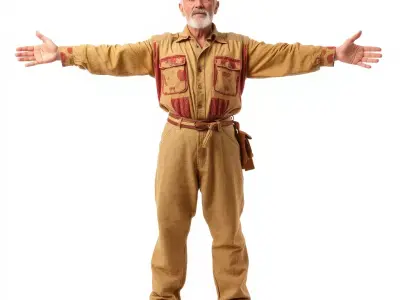 Senior Male Character Model Pack with Textured Outfit Low-poly 3D model