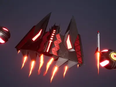Tyrean Evil Space Ship Low-poly 3D model