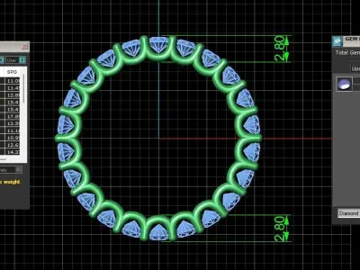 U Shaped Eternity Ring 2 point 6 mm stone size swiss 10 and EU50 3D print model
