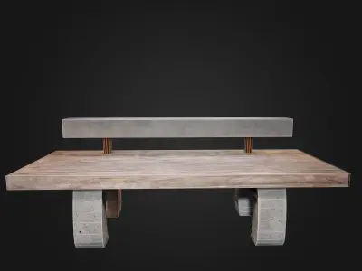 Park bench Japan Garden Torii Lowpoly Vr AR Low-poly 3D model