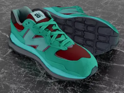 NEW BALANCE 3D SHOES - GREEN - BROWN Low-poly 3D model