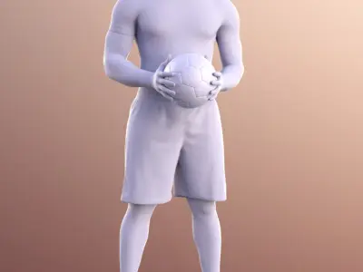 Gabriel 10920 - Black Man Holding A Ball Playing Soccer Low-poly 3D model