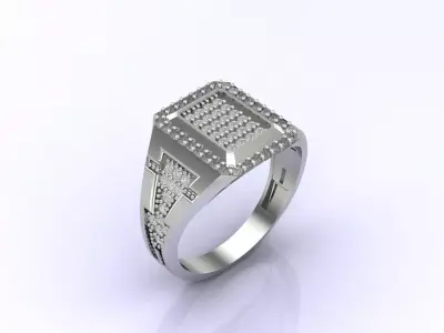 Print Ready STL 3DM  Gents Rings Diamond Men Ring  3D print model 46