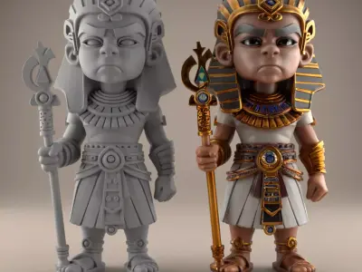 Fun Pharaoh Action Figure STL for 3D Printing 3D print model