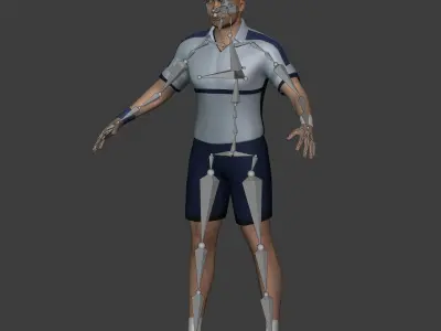 Tennis Player With IK and FK Rig Low-poly 3D model