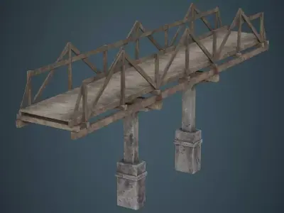 Plank Bridge 3B Low-poly 3D model