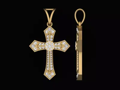 Diamond Cross Pendant 3D print model