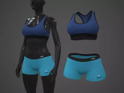 Female Sportswear gym clothing PBR 3 Low-poly 3D model