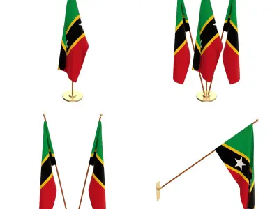 Saint Kitts And Nevis Flag Pack 3D model