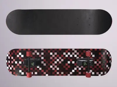 Realistic Skateboard 3D low-poly model with checkered pattern Low-poly 3D model