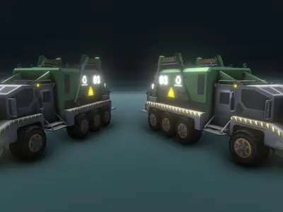 A Futuristic Goods Carrying Truck Low-poly 3D model