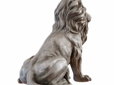 Sitting Lion statue PBR Lowpoly Low-poly 3D model