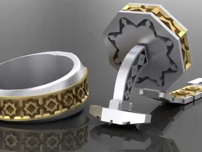 Muslim ring and cufflinks 3D print model