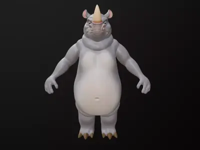 Rhino Cartoon Low-poly 3D model