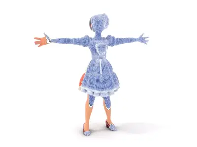 Animated Character in Floral Dress Model Pack Low-poly 3D model